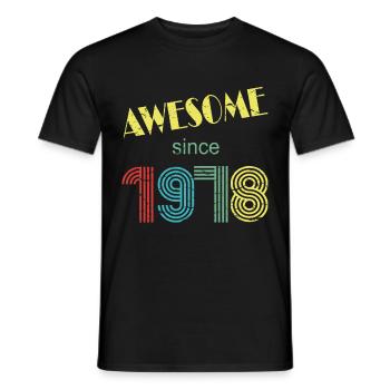 Awesome since 1978 retro distressed look - Men's T-Shirt - black - Front - AI Model Male 178 light (178cm)
