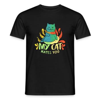 My cat hates you - Men's T-Shirt - black - Front - AI Model Male 178 light (178cm)