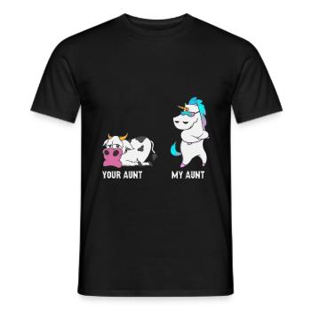 Unicorn Cow Your Aunt My Aunt Gift EN - Men's T-Shirt - black - Front - AI Model Male 178 light (178cm)