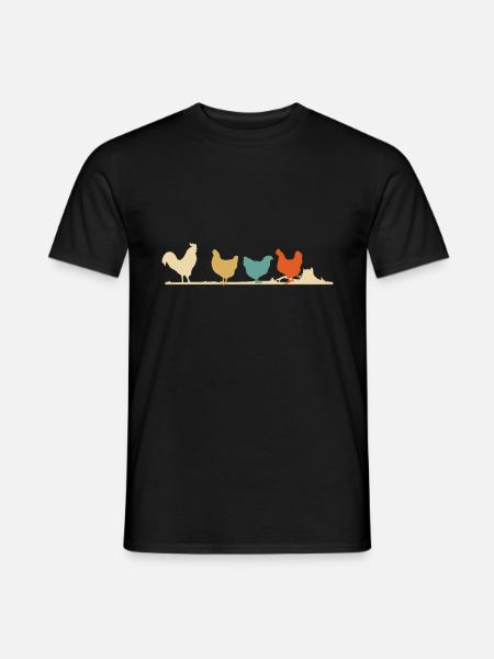 Hühner - Vintage Retro Bauer Geschenk - Männer T-Shirt - Schwarz