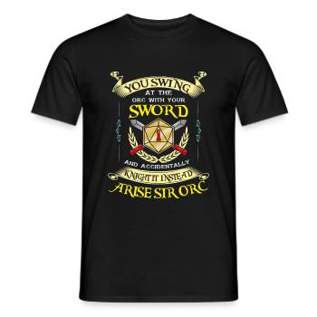 Jeu de rôle sur table RPG D20 Maître de jeu de société - T-shirt homme - noir - Devant - AI Model Male 178 light (178cm)