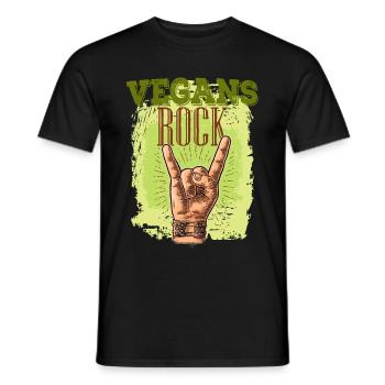 Vegans Rock T-Shirt Veganer T-Shirt Geschenk - Männer T-Shirt - Schwarz - Vorne - AI Model Male 178 light (178cm)