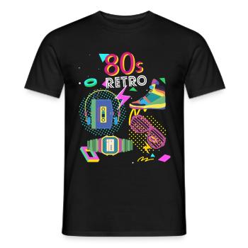 80s 80s retro eighties vintage - Men's T-Shirt - black - Front - AI Model Male 178 light (178cm)