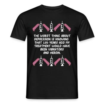 Traiter les dépressifs drôles et les cadeaux drôles - T-shirt homme - noir - Devant - AI Model Male 178 light (178cm)