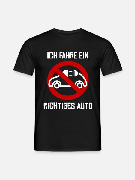 gegen E-Auto mit Strom Anti Elektroauto - Männer T-Shirt - Schwarz