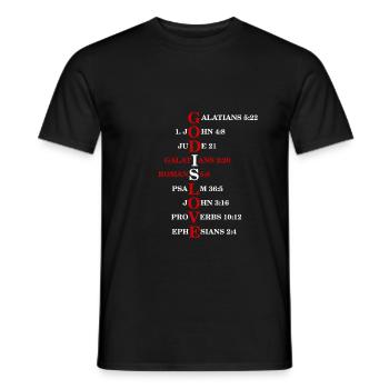 Bible verses god is love jesus shirt gift - Men's T-Shirt - black - Front - AI Model Male 178 light (178cm)