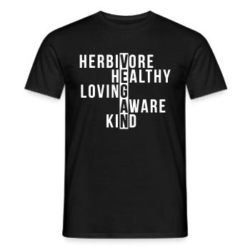 Vegan Meaning Healthy Loving - Men's T-Shirt - black - Front - AI Model Male 178 light (178cm)