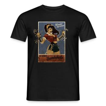 Wonder Woman Bombshells - Men's T-Shirt - black - Front - AI Model Male 178 light (178cm)