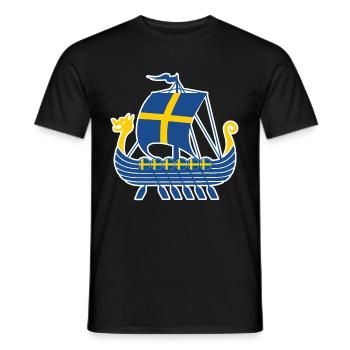 Sweden Viking Ship Tshirt Viking Ship - Men's T-Shirt - black - Front - AI Model Male 178 light (178cm)