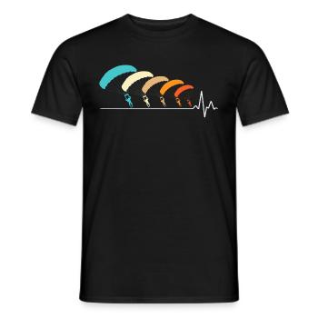 Skydiving Parachutists Parachute - Men's T-Shirt - black - Front - AI Model Male 178 light (178cm)