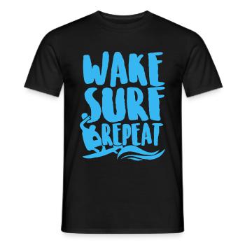 Surfing Wake Surf Repeat - Men's T-Shirt - black - Front - AI Model Male 178 light (178cm)