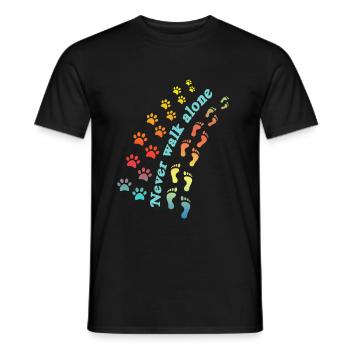 Doggie dog leash dog lover animal gift - Men's T-Shirt - black - Front - AI Model Male 178 light (178cm)
