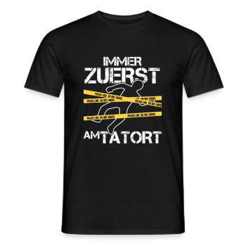 Polizist Tatort Polizei Polizistin Haft Geschenk - Männer T-Shirt - Schwarz - Vorne - AI Model Male 178 light (178cm)