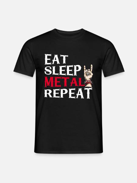 Mangez Sommeil Métal Répétez Fête Métal Cadeau - T-shirt homme - noir