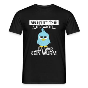 bin heute frueh aufgewacht da war kein wurm - Männer T-Shirt - Schwarz - Vorne - AI Model Male 178 light (178cm)