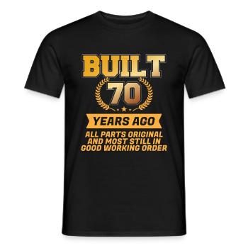 Built 70 years ago - Men's T-Shirt - black - Front - AI Model Male 178 light (178cm)