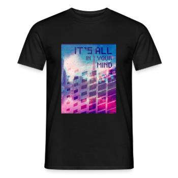 Vaporwave Aesthetic It's All In Your Mind - Men's T-Shirt - black - Front - AI Model Male 178 light (178cm)