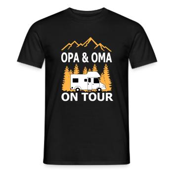 Grand-père et grand-mère en tour caravane camping-car - T-shirt homme - noir - Devant - AI Model Male 178 light (178cm)