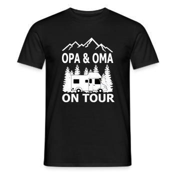 camping-car caravane grand-père et grand-mère on tour camping - T-shirt homme - noir - Devant - AI Model Male 178 light (178cm)