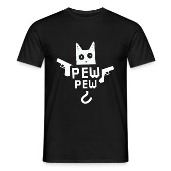 Chat Pew Pew Cat Meme - T-shirt homme - noir - Devant - AI Model Male 178 light (178cm)