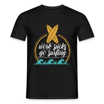 Work Sucks Go Surfing - Planche de surf vintage - T-shirt homme - noir - Devant - AI Model Male 178 light (178cm)