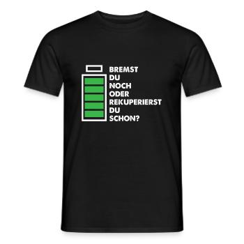 Elektroauto E-Auto Akku Rekuperieren Geschenk - Männer T-Shirt - Schwarz - Vorne - AI Model Male 178 light (178cm)