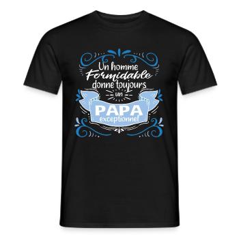 Homme papa exceptionnel. Cadeau fête des pères - T-shirt homme - noir - Devant - AI Model Male 178 light (178cm)