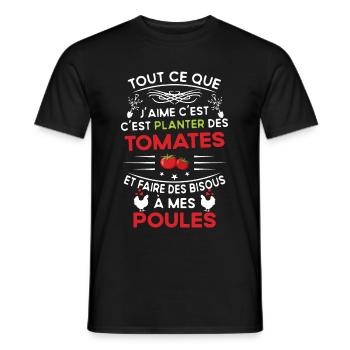 Cadeau Tomate Drôle Jardin Jardinier Humour Poules - T-shirt homme - noir - Devant - AI Model Male 178 light (178cm)