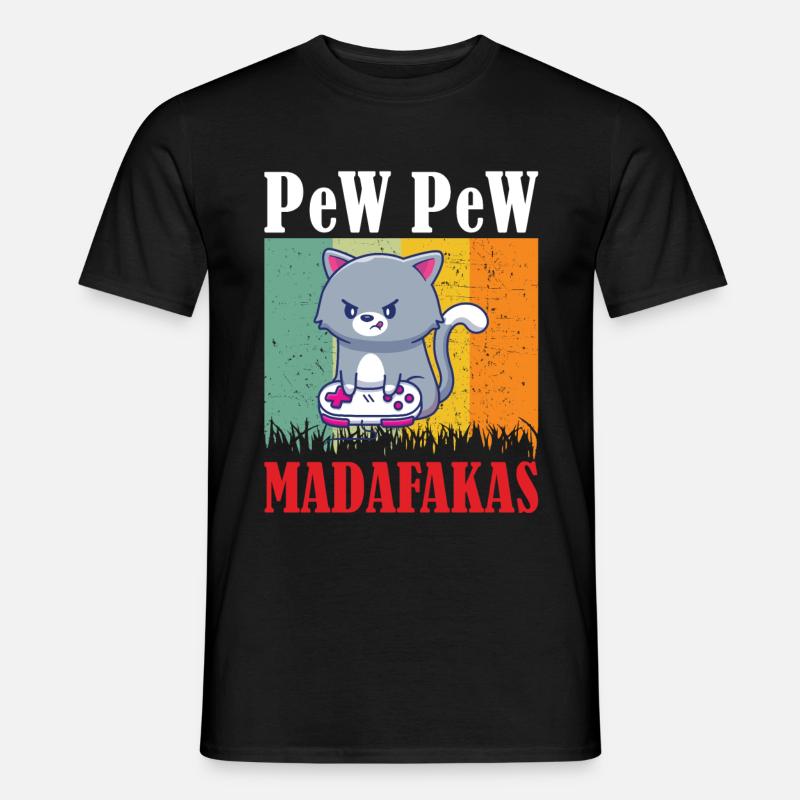 Gaming Cat Pew Pew - Männer T-Shirt - Schwarz