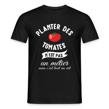 Planter des tomates - humour cadeau - T-shirt homme - noir - Devant - AI Model Male 178 light (178cm)