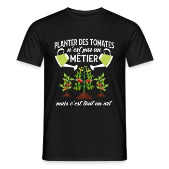 Planter des tomates - humour cadeau - T-shirt homme - noir - Devant - AI Model Male 178 light (178cm)