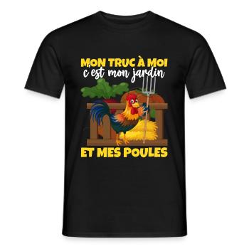 Mon truc c'est mon jardin et mes poules - T-shirt homme - noir - Devant - AI Model Male 178 light (178cm)