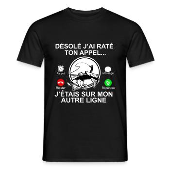 Pêcheur Humour Appel Cadeau Pêche - T-shirt homme - noir - Devant - AI Model Male 178 light (178cm)