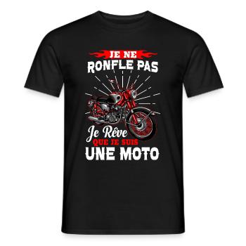 Je rêve que je suis une moto - humour motard - T-shirt homme - noir - Devant - AI Model Male 178 light (178cm)