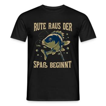 Rute Raus Der Spass Beginnt Angeln Fischer Für - Männer T-Shirt - Schwarz - Vorne - AI Model Male 178 light (178cm)