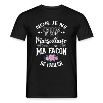 Je suis marseillaise - Cadeau Humour Marseille - T-shirt homme - noir - Devant - AI Model Male 178 light (178cm)