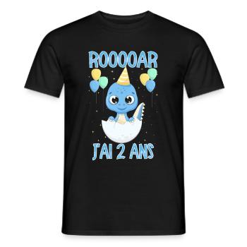 Birthday 2 Year Old Gift Dinosaur Boy - Men's T-Shirt - black - Front - AI Model Male 178 light (178cm)