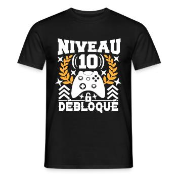 Niveau 10 - Anniversaire 10 ans Gamer Cadeau - T-shirt homme - noir - Devant - AI Model Male 178 light (178cm)