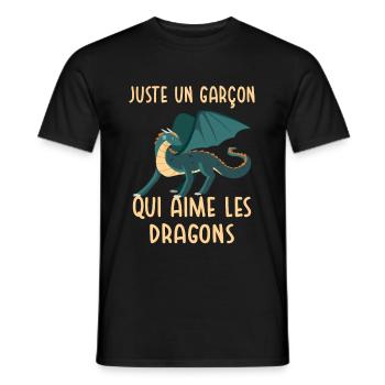 Un Garçon Qui Aime Les Dragons - T-shirt homme - noir - Devant - AI Model Male 178 light (178cm)