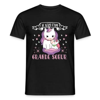 Je vais être grande-sœur - future grande soeur - T-shirt homme - noir - Devant - AI Model Male 178 light (178cm)