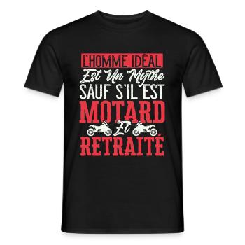 Motard Et Retraité Moto Cadeau Homme Humour - T-shirt homme - noir - Devant - AI Model Male 178 light (178cm)