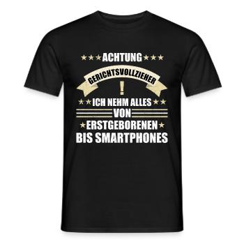 achtung gerichtsvollzieher lustig - Männer T-Shirt - Schwarz - Vorne - AI Model Male 178 light (178cm)