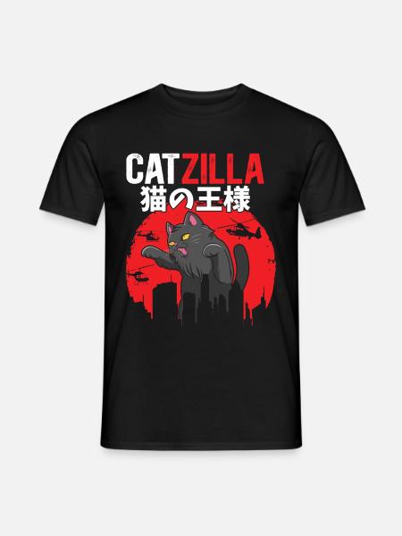 Catzilla Lovers of Japanese Cats Parody Movie - Men's T-Shirt - black