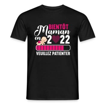 Bientôt Maman 2022 Future Mère Annonce Grossesse - T-shirt homme - noir - Devant - AI Model Male 178 light (178cm)