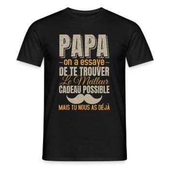Papa Meilleur Cadeau Fête Des Pères Humour - T-shirt homme - noir - Devant - AI Model Male 178 light (178cm)