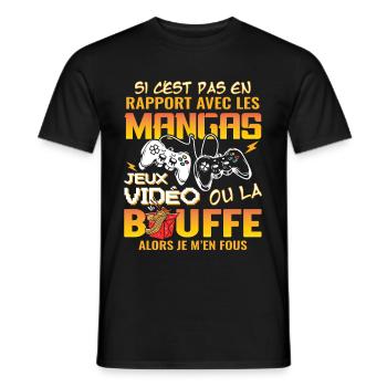 Cadeau Ado Geek Garçon Otaku Manga Et Jeux Vidéo - T-shirt homme - noir - Devant - AI Model Male 178 light (178cm)