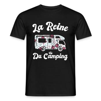 La Reine Du Camping Campeuse Cadeau Campeur Femme - T-shirt homme - noir - Devant - AI Model Male 178 light (178cm)