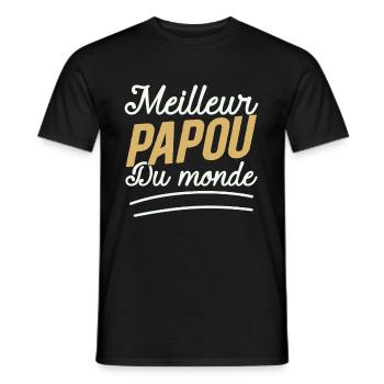 Meilleur Papou Du Monde Fête Des Pères - T-shirt homme - noir - Devant - AI Model Male 178 light (178cm)
