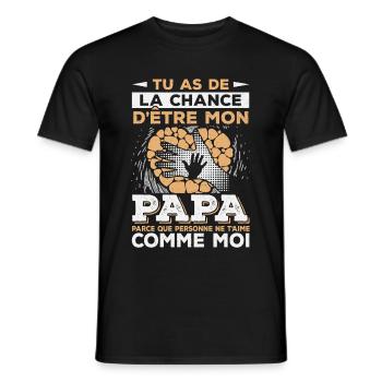 Papa Chanceux Cadeau Fête Des Pères Humour - T-shirt homme - noir - Devant - AI Model Male 178 light (178cm)