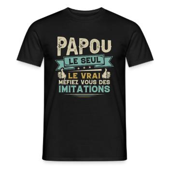 Papou Le Seul Le Vrai Cadeau Fête Des Pères - T-shirt homme - noir - Devant - AI Model Male 178 light (178cm)